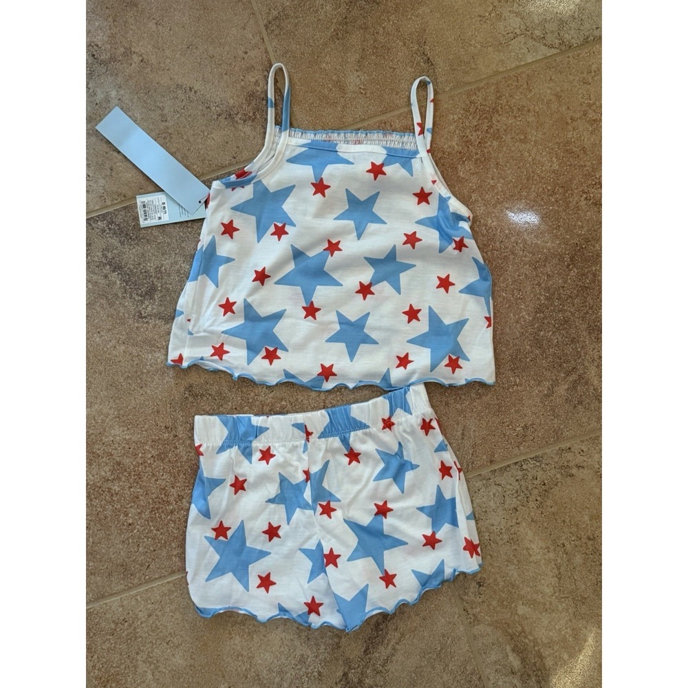 NEWCat & Jack Girls 2-Piece Patriotic Red, White and Blue Star PJ Set Sz S (6/7)